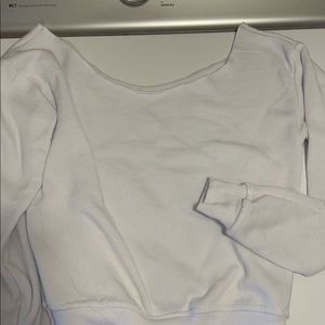 white off the shoulder hoodie